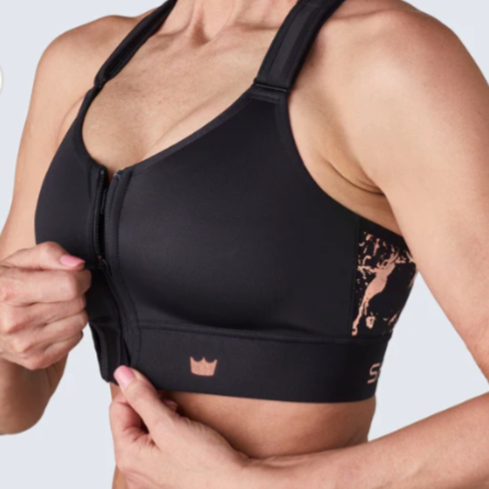 SHEFIT Black and Gold Sports Bra